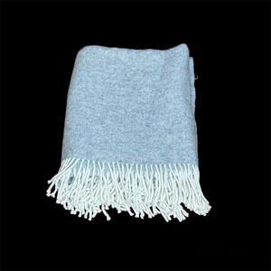Terrytown American Express Gray and White Herringbone Fringe Throw Blanket